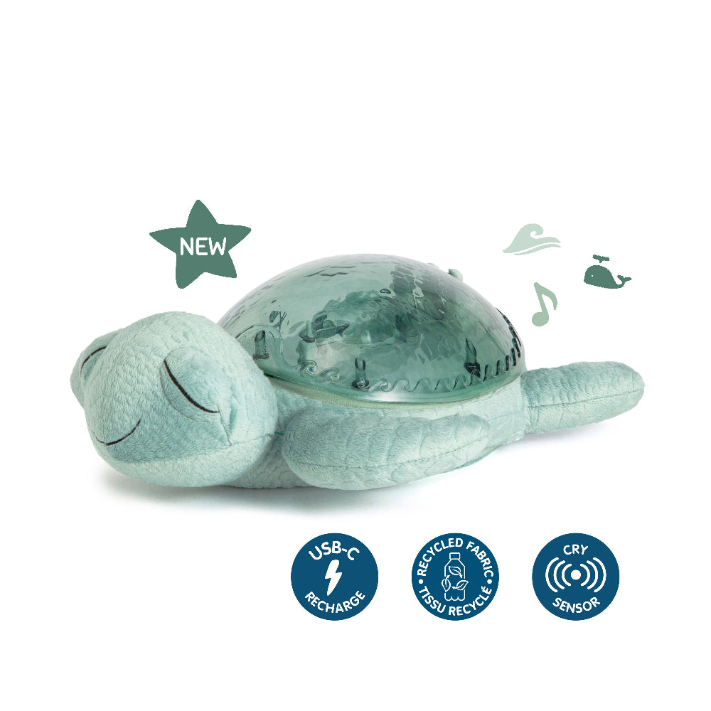 Cloud B Tranquil Turtle rechargeable plush sleep aid in green with USB-C charging