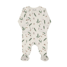 Coccoli Infant Cotton TENCEL™  Modal Zipper Footie Pine Cones On Oat Milk