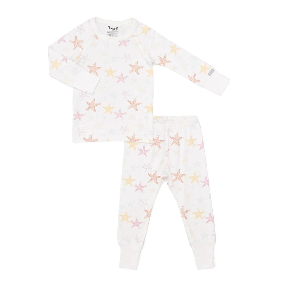 Coccoli Kid Girl Long Sleeve Cotton TENCELTM Modal Pyjama Starfish on Cream