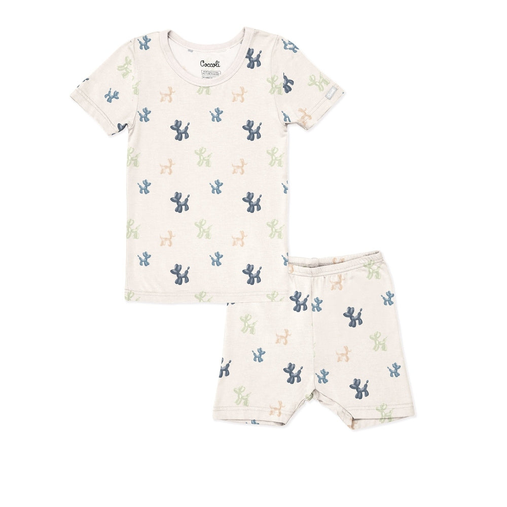 Coccoli Kid Short Sleeve Cotton TENCEL™ Modal Pyjama Dogs Balloons on Whisper