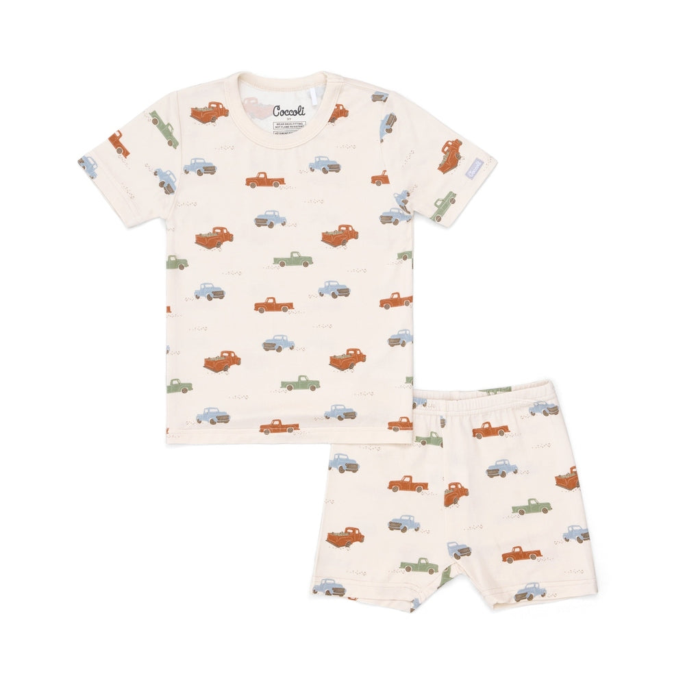 Coccoli Kid Short Sleeve Cotton TENCEL™ Modal Pyjama Trucks on Whisper
