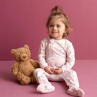 Coccoli Modal Zipper Footie Plush on Light Pink