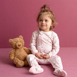 Coccoli Modal Zipper Footie Plush on Light Pink