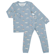 Coccoli Long Sleeve Modal Pyjama Cars on Steel Blue