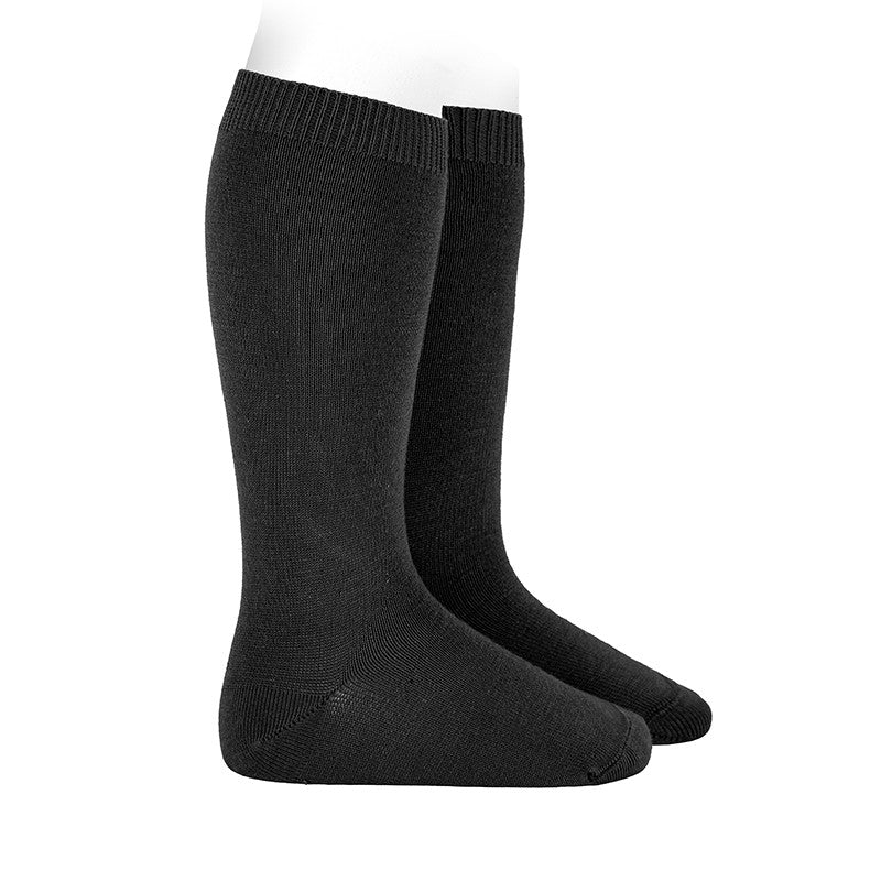 Condor Bamboo Plain Stitch Knee High Socks Black, two solid knee-highs in bamboo fabric.
