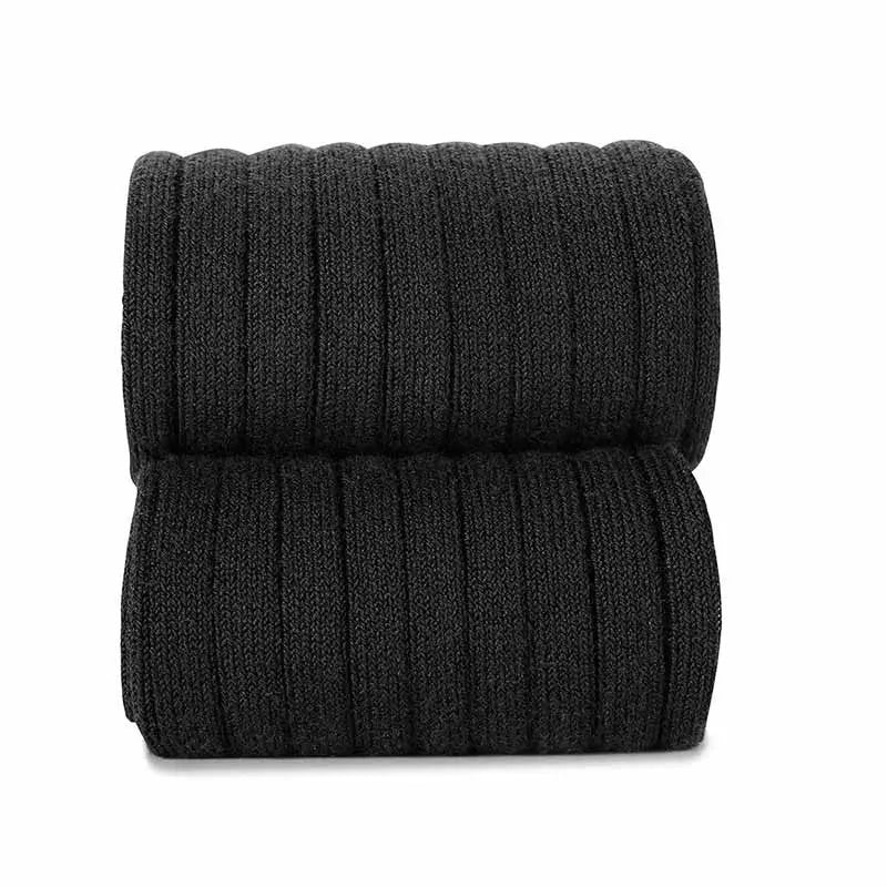Condor Basic Rib Knee High Socks in black, 2-pack, folded knit rib texture.