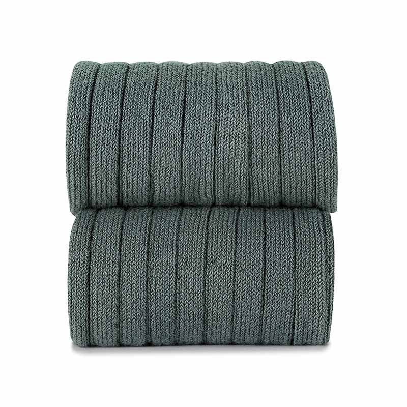 Condor Basic Rib Knee-High Socks Lichen Green, two-pack, neatly folded to show ribbed knit.