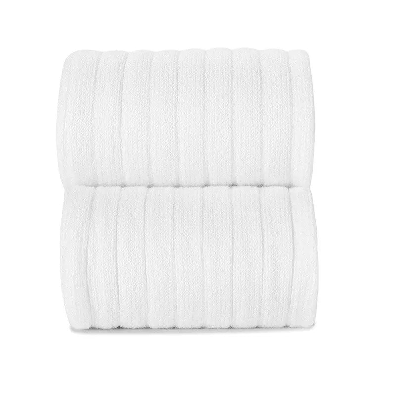 Condor Basic Rib Knee High Socks White, two ribbed knee-high socks folded for baby wear