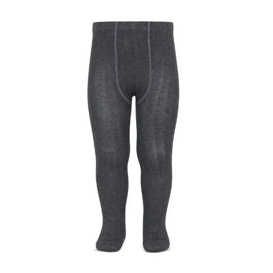 CONDOR Condor Basic Rib Tights Anthracite footed baby tights