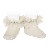 Condor Frill Tulle Ankle Socks Linen
