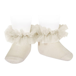 Condor Frill Tulle Ankle Socks Linen