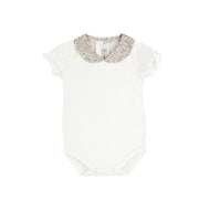 Condor Heart Embroidery Body w. Liberty Round Neck White / Pink