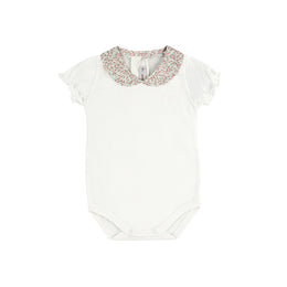 Condor Heart Embroidery Body w. Liberty Round Neck White / Pink