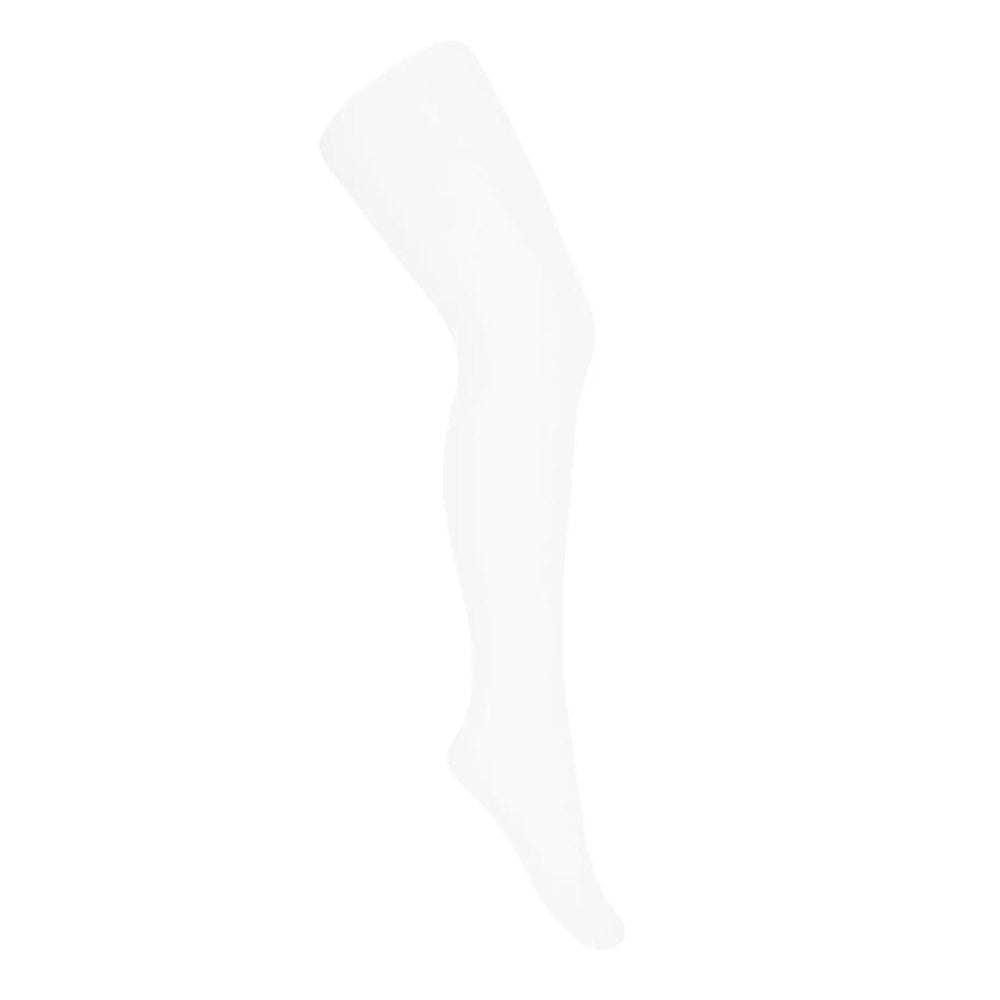 Condor Mircofiber Pantyhose White on a leg, 40 denier sheer finish for smooth everyday wear.