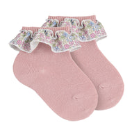 Condor Socks With Gathered Liberty Ribbon Pale Pink