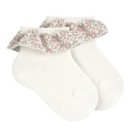 Condor Socks With Gathered Liberty Ribbon White / Pink