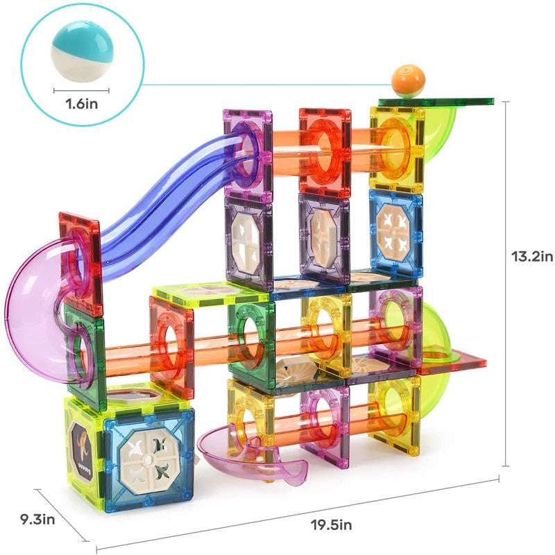 Cute Stone 85pcs magnetic tiles building toy, multicolor translucent blocks with ramps and arches