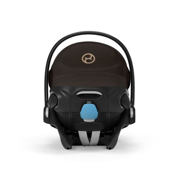 Cybex Cloud G Pro Infant Car Seat with SensorSafe and Load Leg Base in Chocolate Brown, rear studio product view