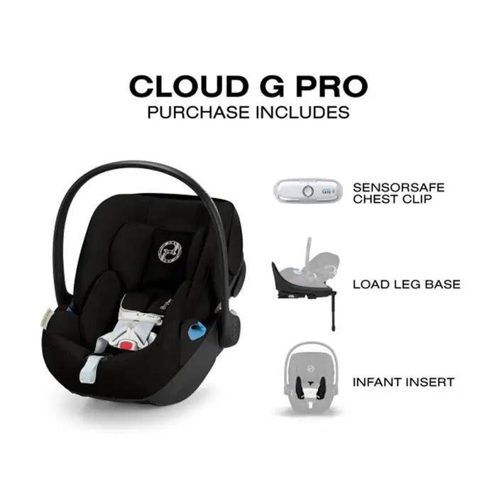 Cybex Cloud G Pro Infant Car Seat with SensorSafe and Load Leg Base purchase-includes graphic with chest clip, load leg base and infant insert