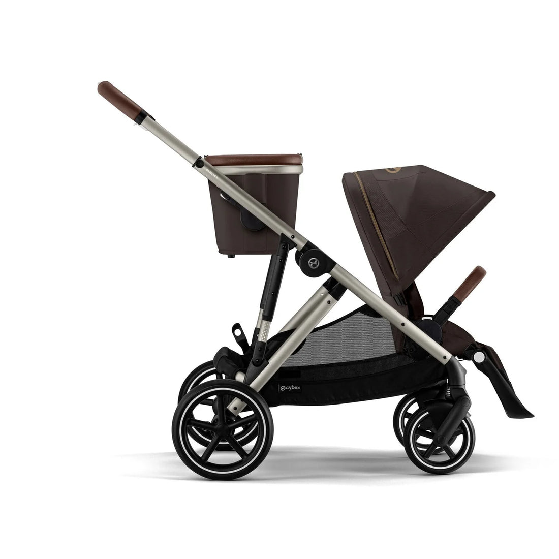 CYBEX Gazelle S V2 in Chocolate Brown with Taupe frame, side parent facing seat