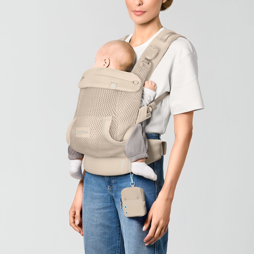CYBEX Gold Laya Baby Carrier in Almond Beige front inward carry