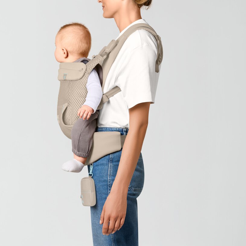 CYBEX Gold Laya Baby Carrier in Almond Beige front outward carry