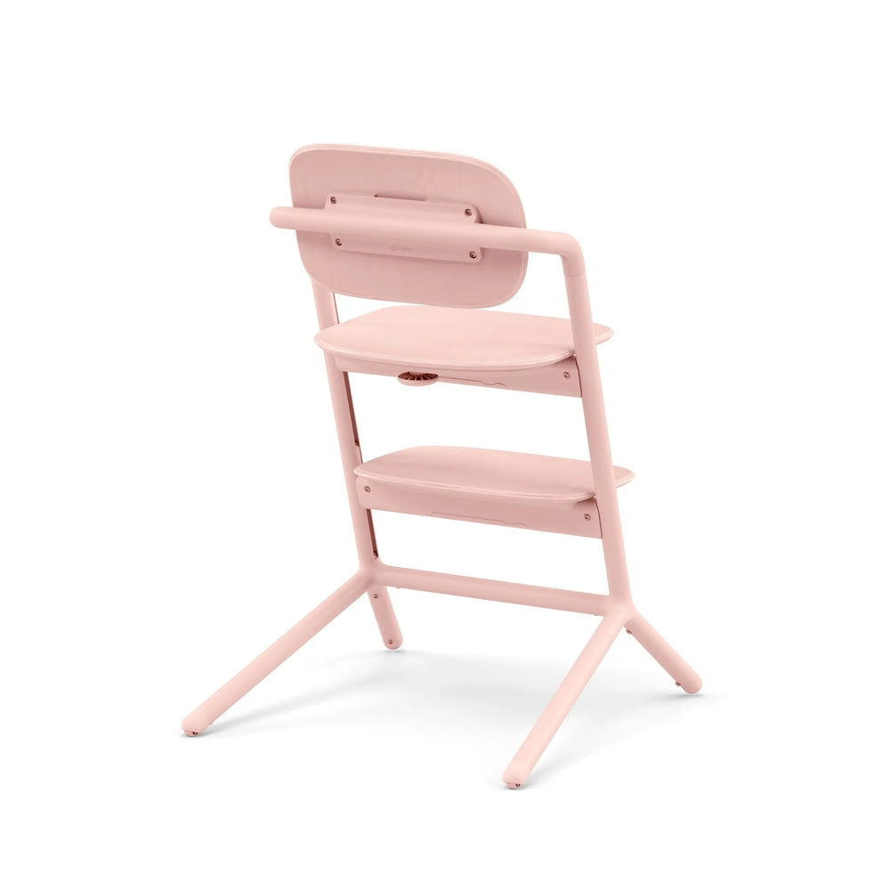 Studio product image of the Cybex Lemo 2 Chair in pastel pink with a sturdy wide-based frame and built-in footrest.