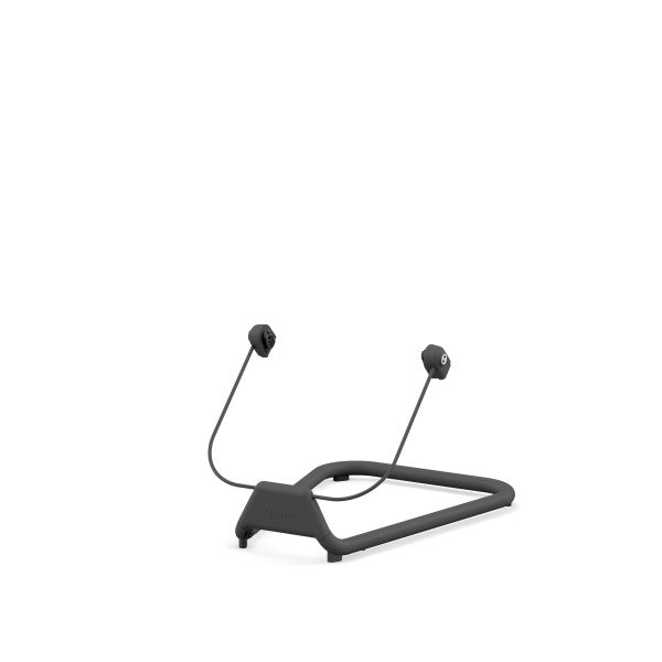 Studio product image of the Cybex Lemo2 Bouncer Base in dark gray with dual support arms extending upward to cradle the bouncer.