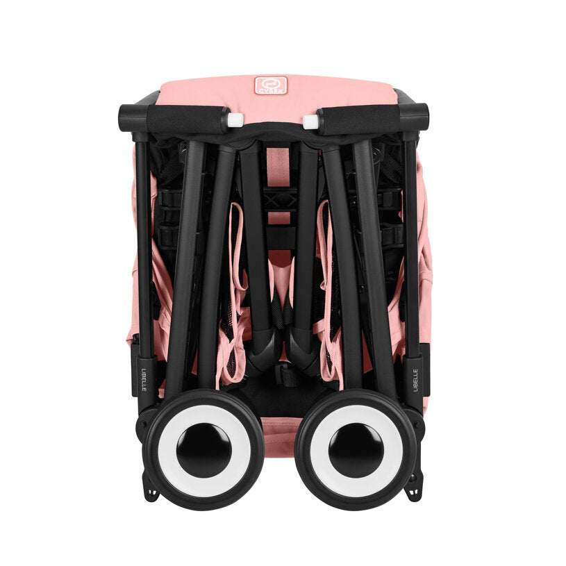 Cybex Libelle Ultra-compact Stroller in Candy Pink/Black Frame, compact folded product view