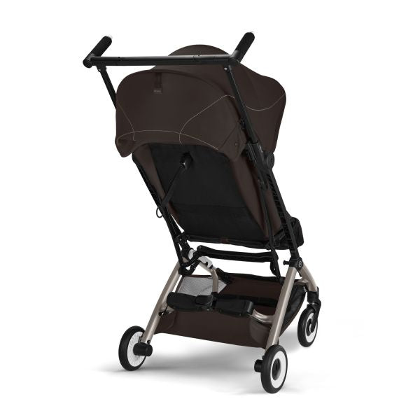 Cybex Libelle Ultra-compact Stroller in Chocolate Brown/Taupe Frame, rear three-quarter product view