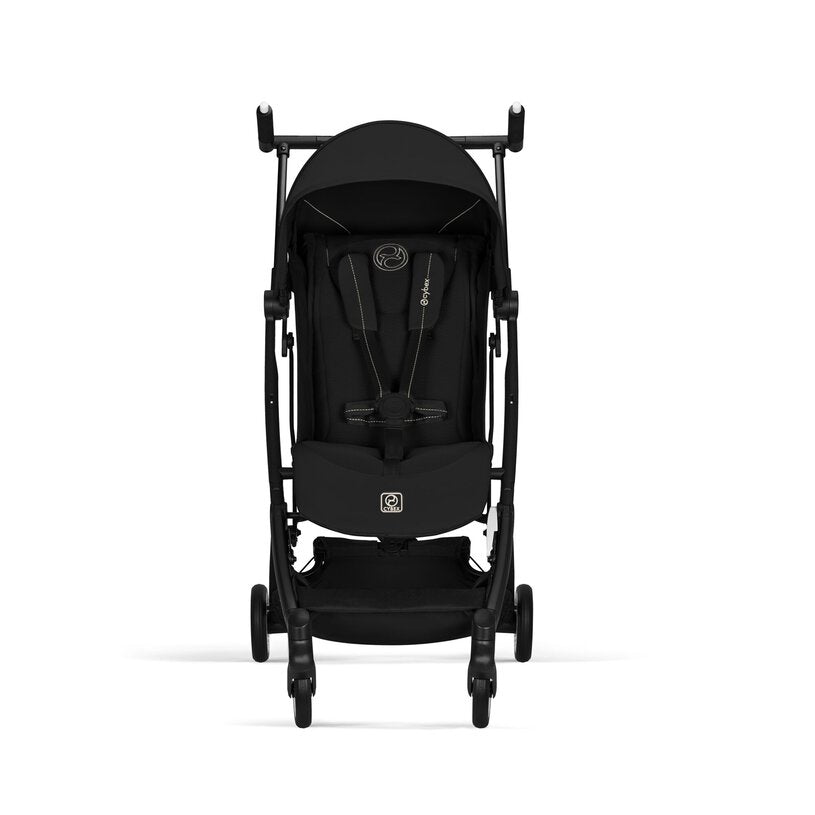 Cybex Libelle Ultra-compact Stroller in Magic Black/Black Frame, straight-on front product view