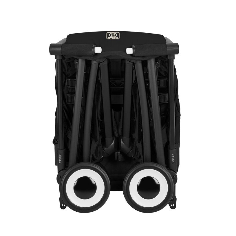 Cybex Libelle Ultra-compact Stroller in Magic Black/Black Frame, compact folded product view