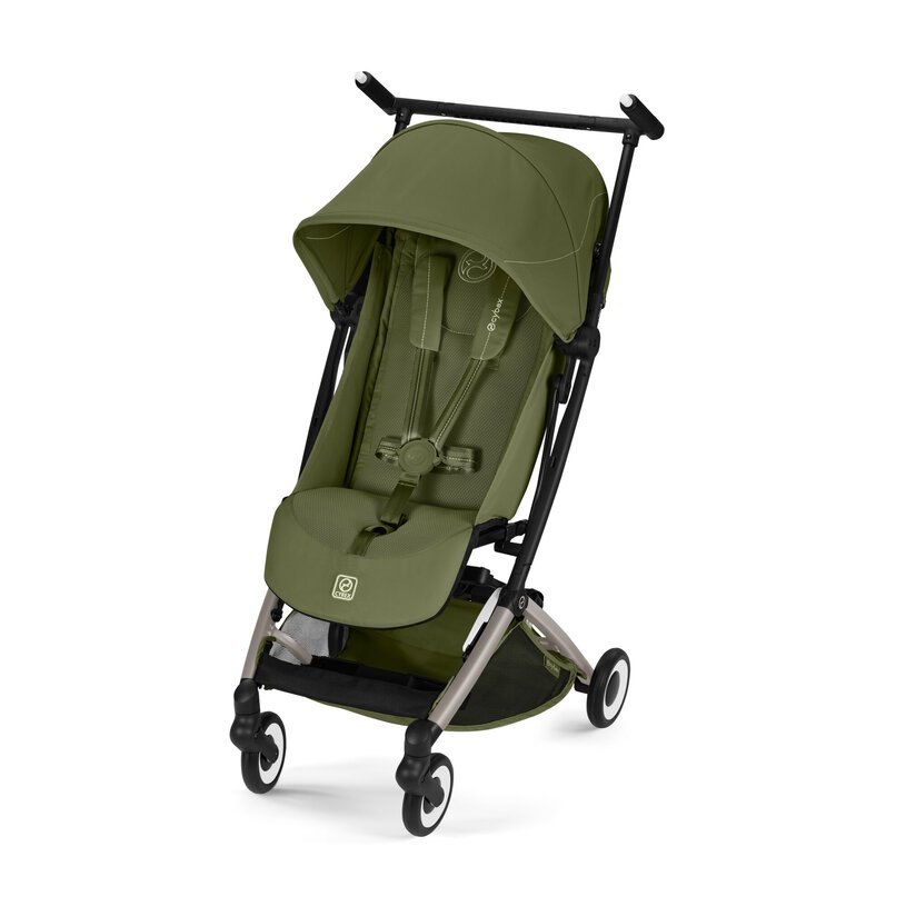 Cybex Libelle Ultra-compact Stroller in Moss Green/Taupe Frame, front three-quarter product view