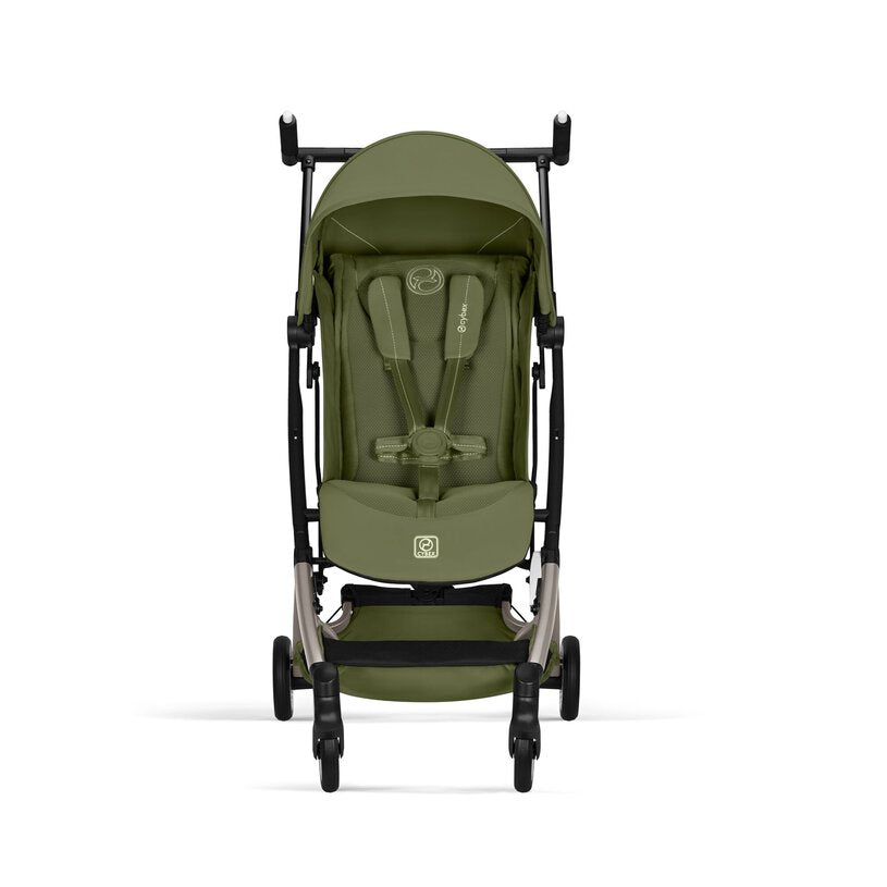 Cybex Libelle Ultra-compact Stroller in Moss Green/Taupe Frame, straight-on front product view