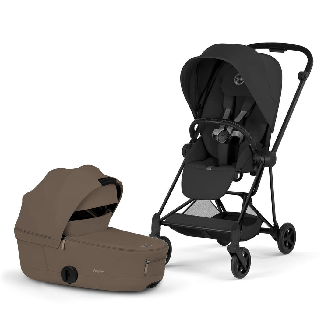 CYBEX Mios 5 bundle — Matte Black + Sepia Black Lux Seat and Coconut Brown Fold Lux Carry Cot