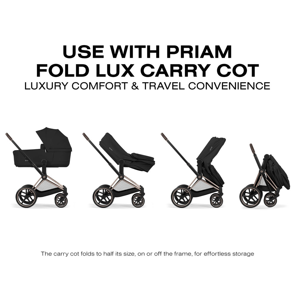CYBEX e-Priam with Priam Fold Lux Carry Cot compatibility graphic