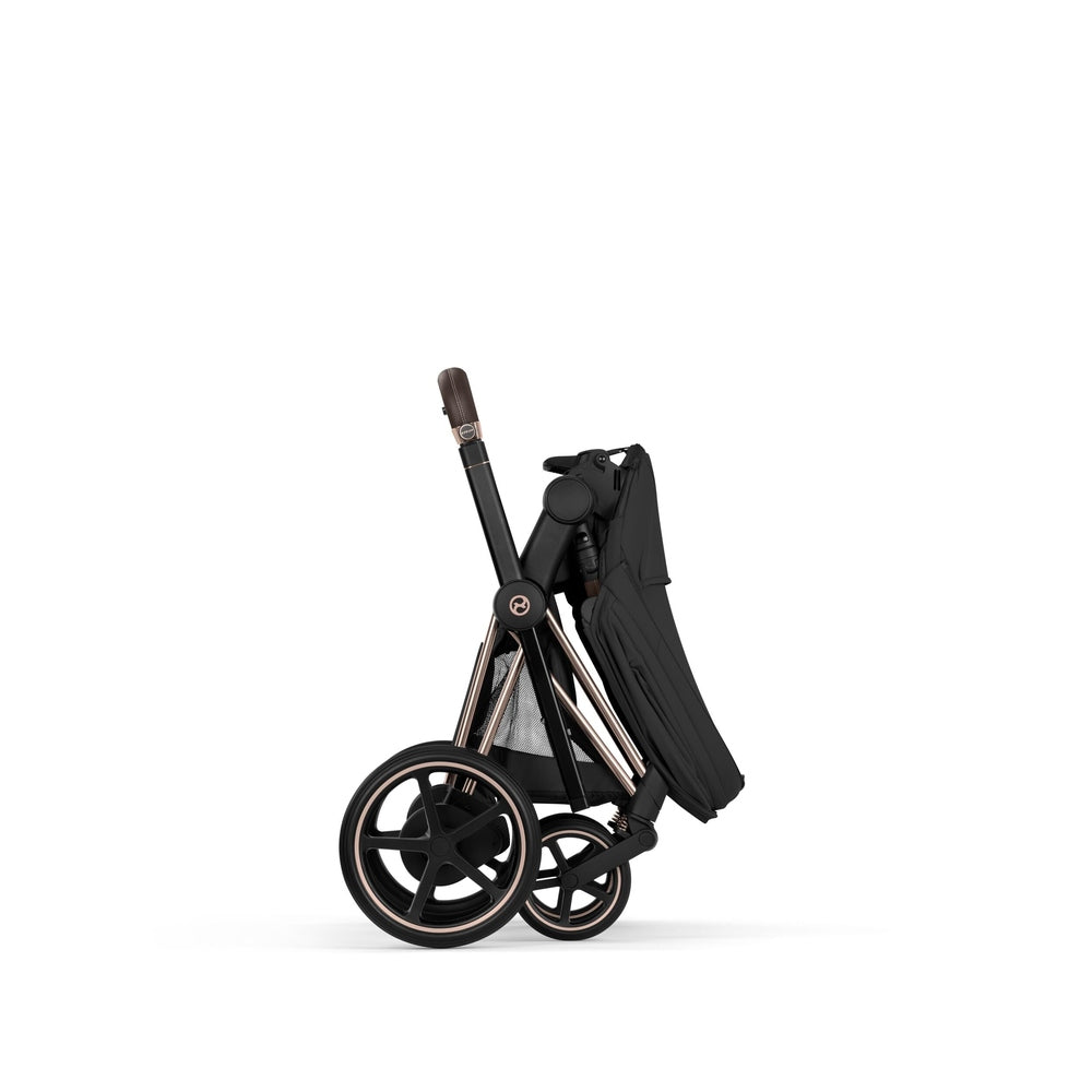 CYBEX e-Priam Rose Gold Sepia Black folded side view
