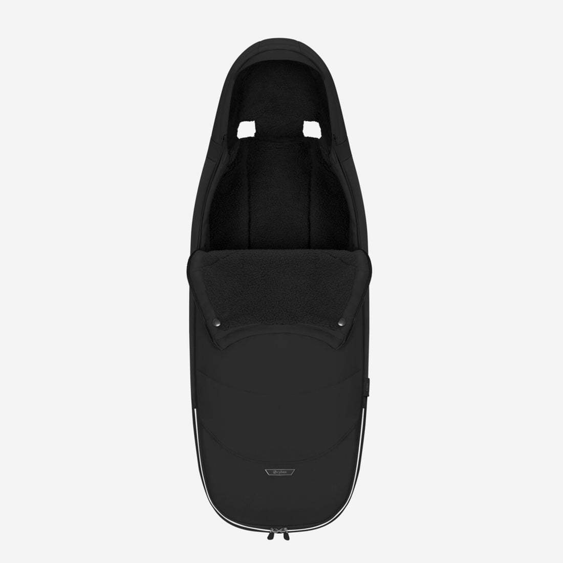 CYBEX Platinum Footmuff adjustable snap-button opening in Sepia Black.