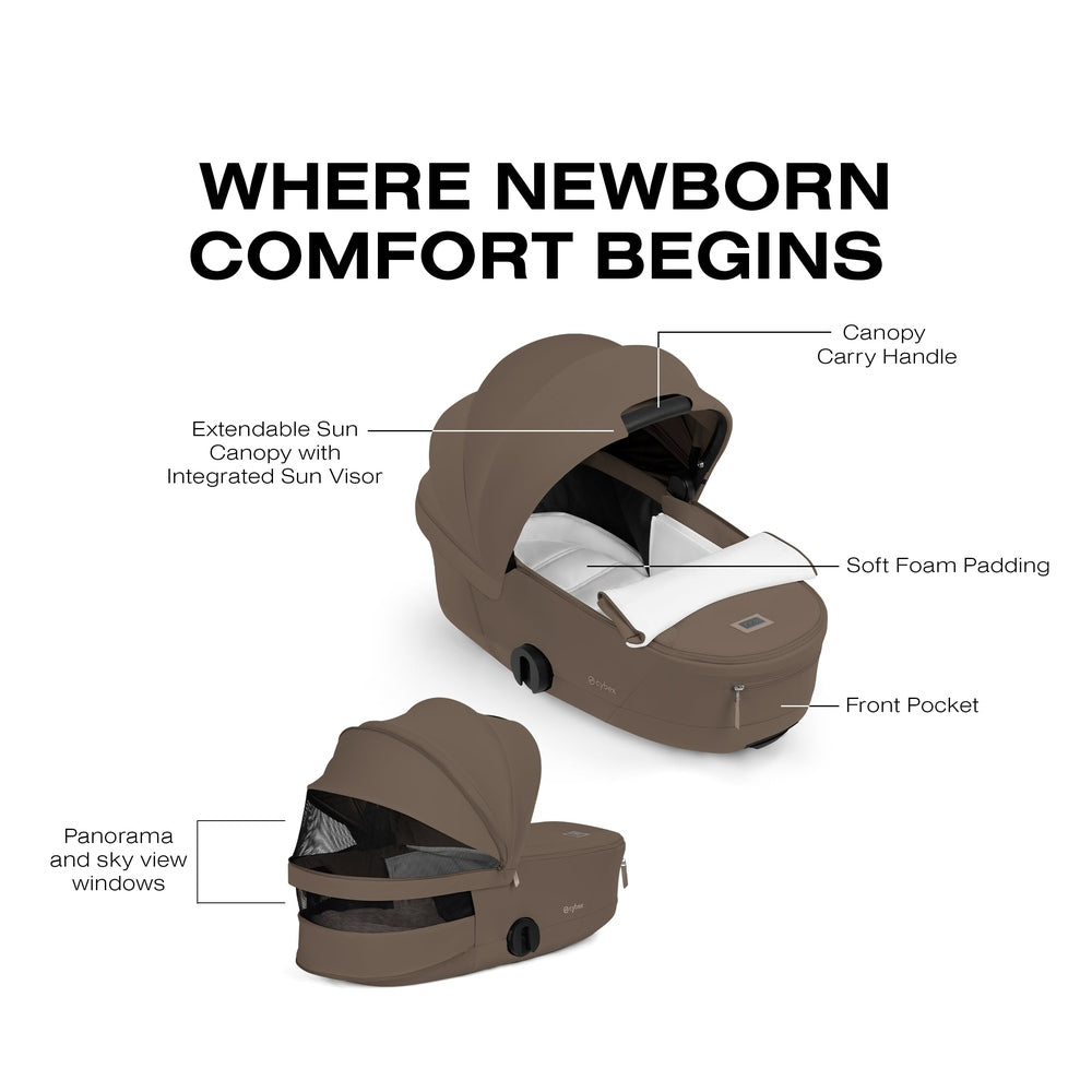 Cybex Platinum Mios 5 / Coya 2 Fold Lux Carry Cot newborn lie-flat carry cot view gallery view 17