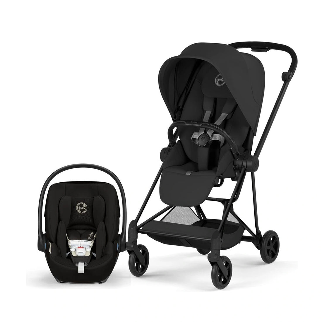 Cybex Platinum Mios 5 Matte Black + Sepia Black Lux Seat stroller with Cloud G Pro Moon Black infant car seat bundle