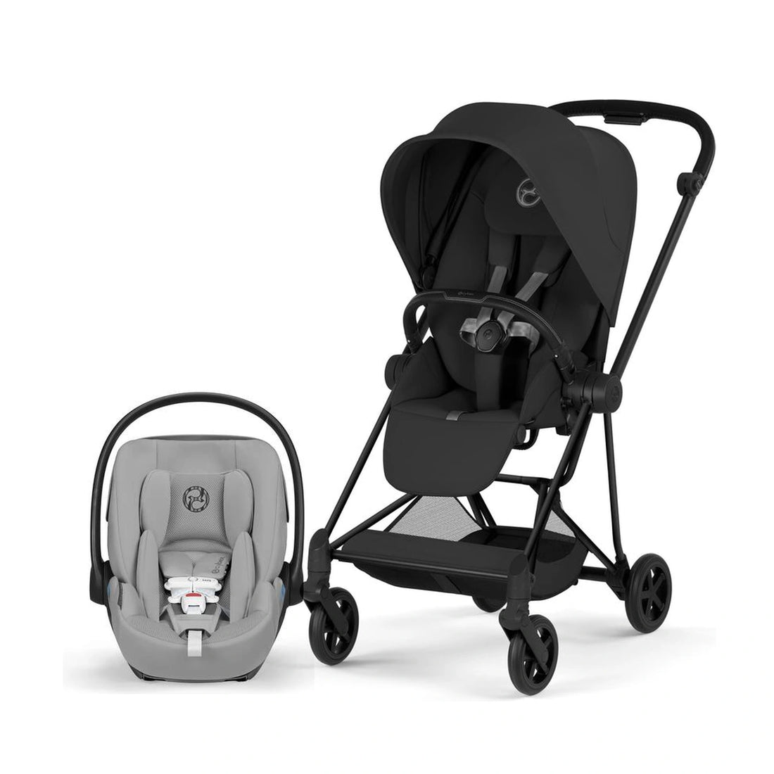 Cybex Platinum Mios 5 Matte Black + Sepia Black Lux Seat stroller with Cloud G Pro Stone Grey infant car seat bundle
