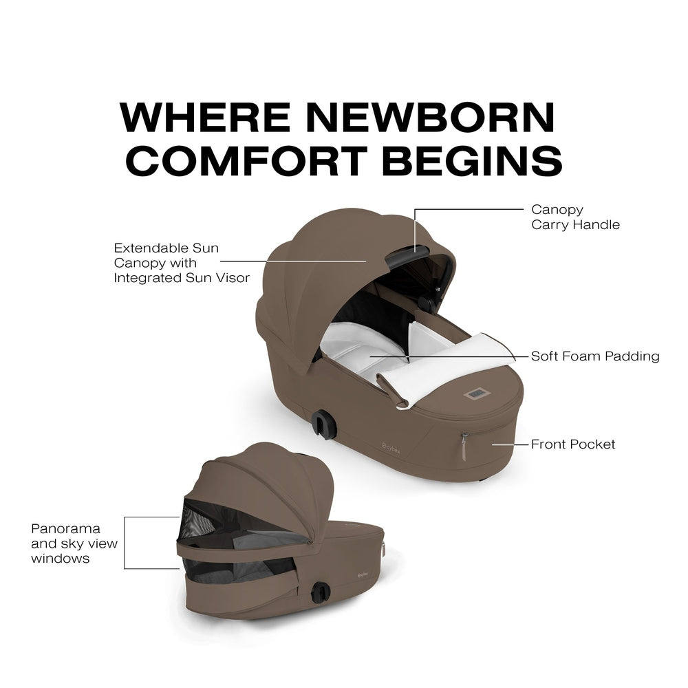 Cybex Platinum Priam 5 Fold Lux Carry Cot side studio view gallery view 22