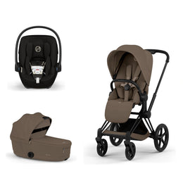 Cybex Platinum Priam 5 Stroller + Fold Cot + Cloud G Pro Recline Infant Car Seat Bundle