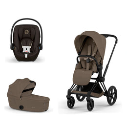 Cybex Platinum Priam 5 Stroller + Fold Cot + Cloud G Pro Recline Infant Car Seat Bundle