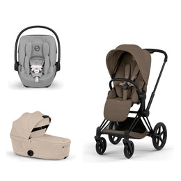 Cybex Platinum Priam 5 Stroller + Fold Cot + Cloud G Pro Recline Infant Car Seat Bundle