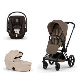 Cybex Platinum Priam 5 Stroller + Fold Cot + Cloud G Pro Recline Infant Car Seat Bundle