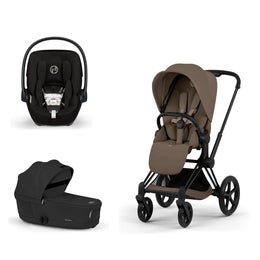 Cybex Platinum Priam 5 Stroller + Fold Cot + Cloud G Pro Recline Infant Car Seat Bundle