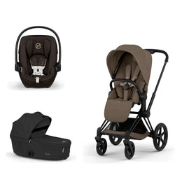 Cybex Platinum Priam 5 Stroller + Fold Cot + Cloud G Pro Recline Infant Car Seat Bundle