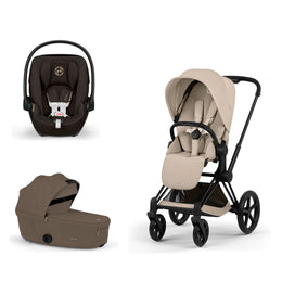 Cybex Platinum Priam 5 Stroller + Fold Cot + Cloud G Pro Recline Infant Car Seat Bundle