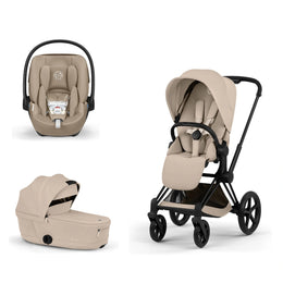 Cybex Platinum Priam 5 Stroller + Fold Cot + Cloud G Pro Recline Infant Car Seat Bundle